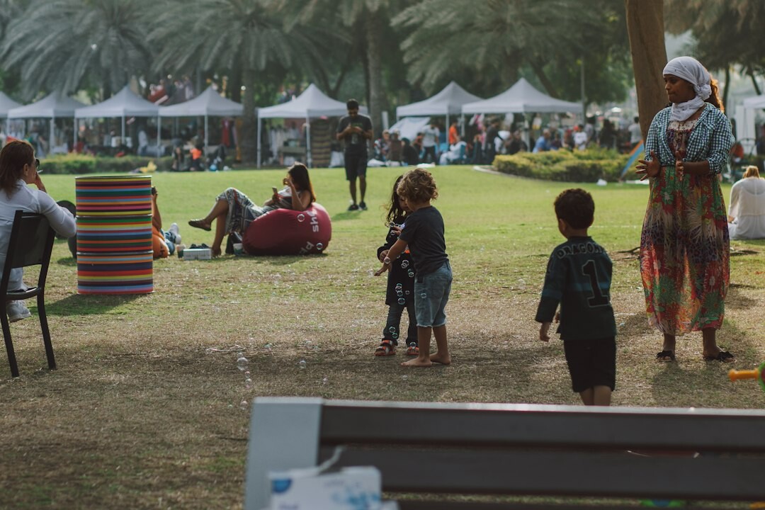 multicultural family in park