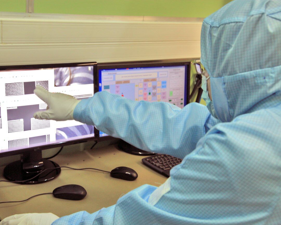 researcher analyzing data on computer